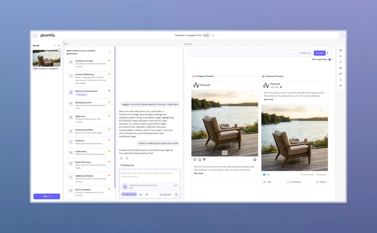 A sharper campaign view: card-style channels, smarter chat, and TikTok in the mix