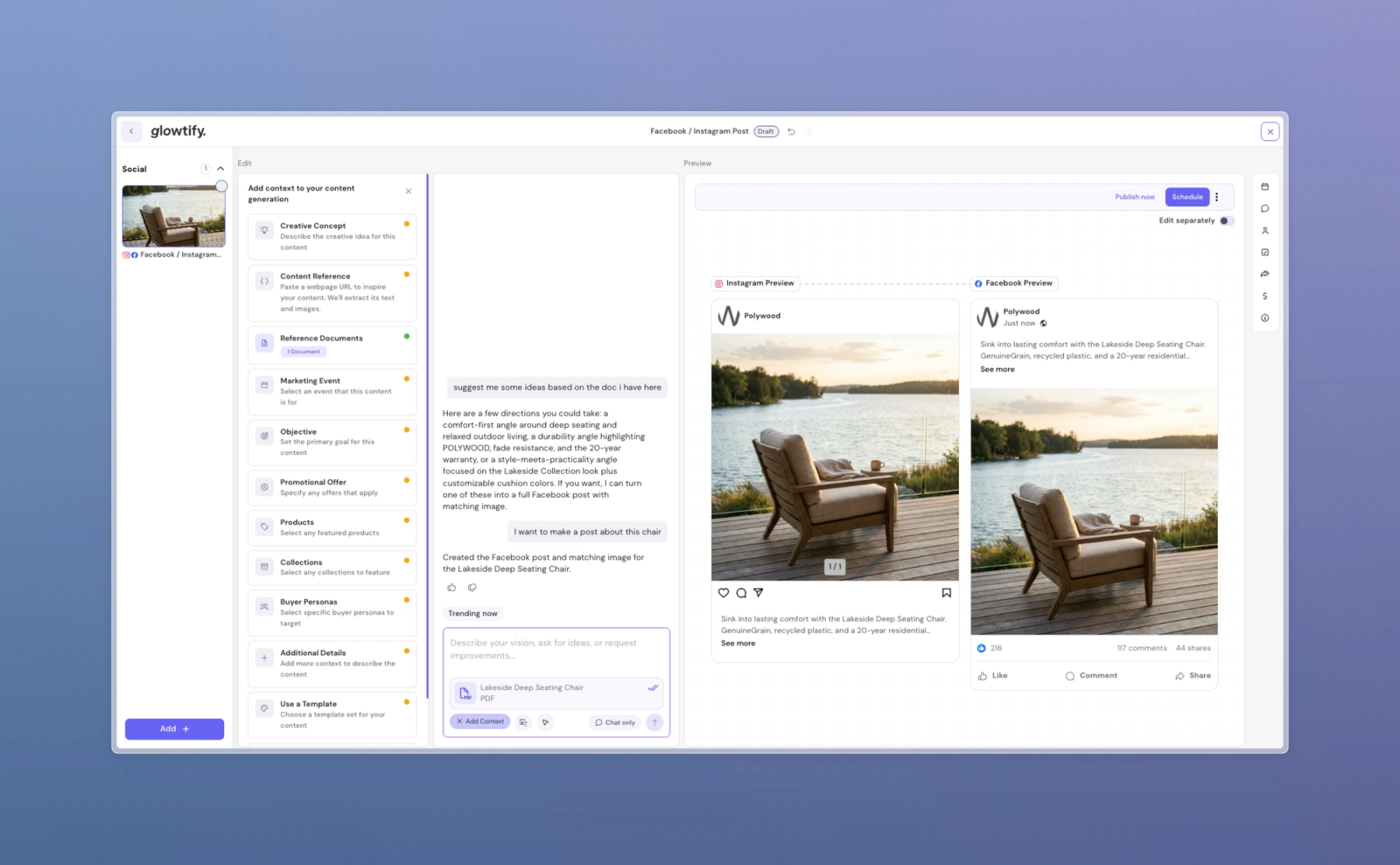 Template files now live alongside reference documents in the chat power-ups.
