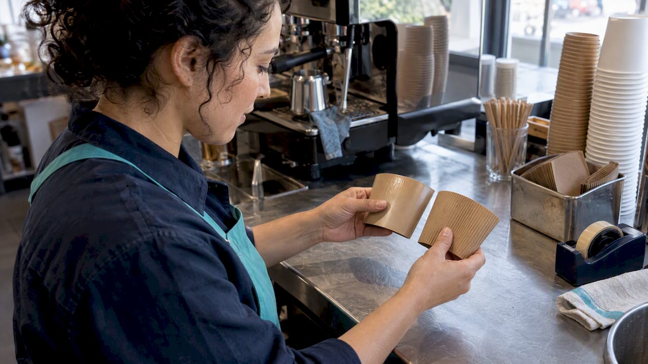Comparison between a coated and uncoated takeaway coffee cup sleeve
