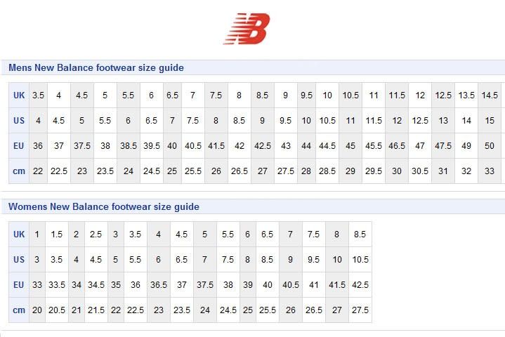 New Balance størrelsesguide
