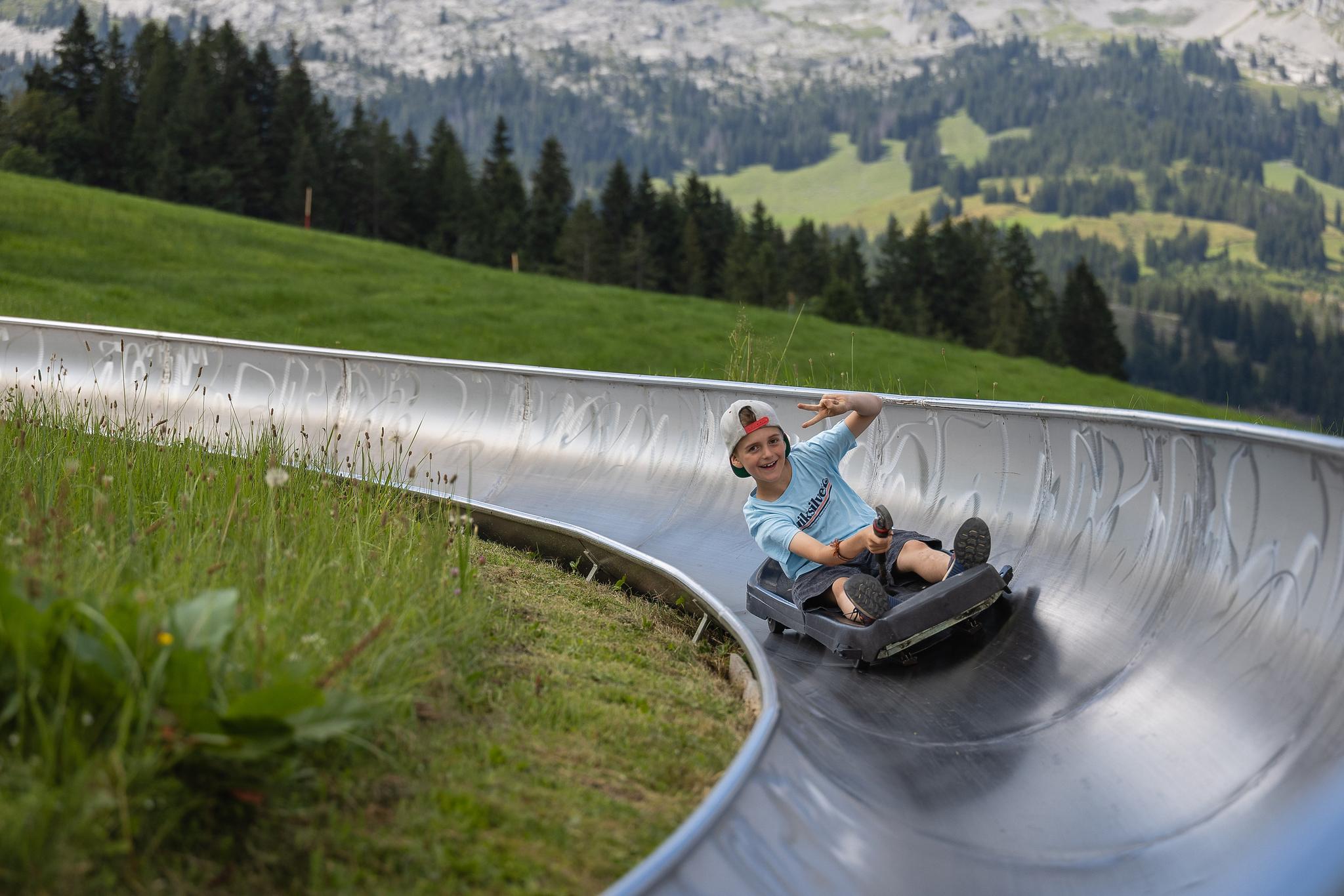 Unterwegs auf der Sommerrodelbahn Rischli