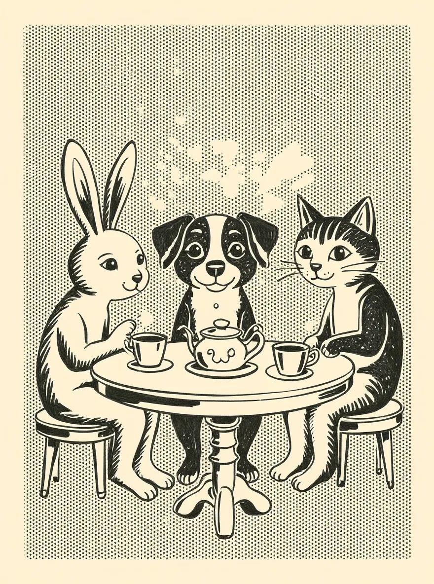 Output image using style from reference 3: Tea party