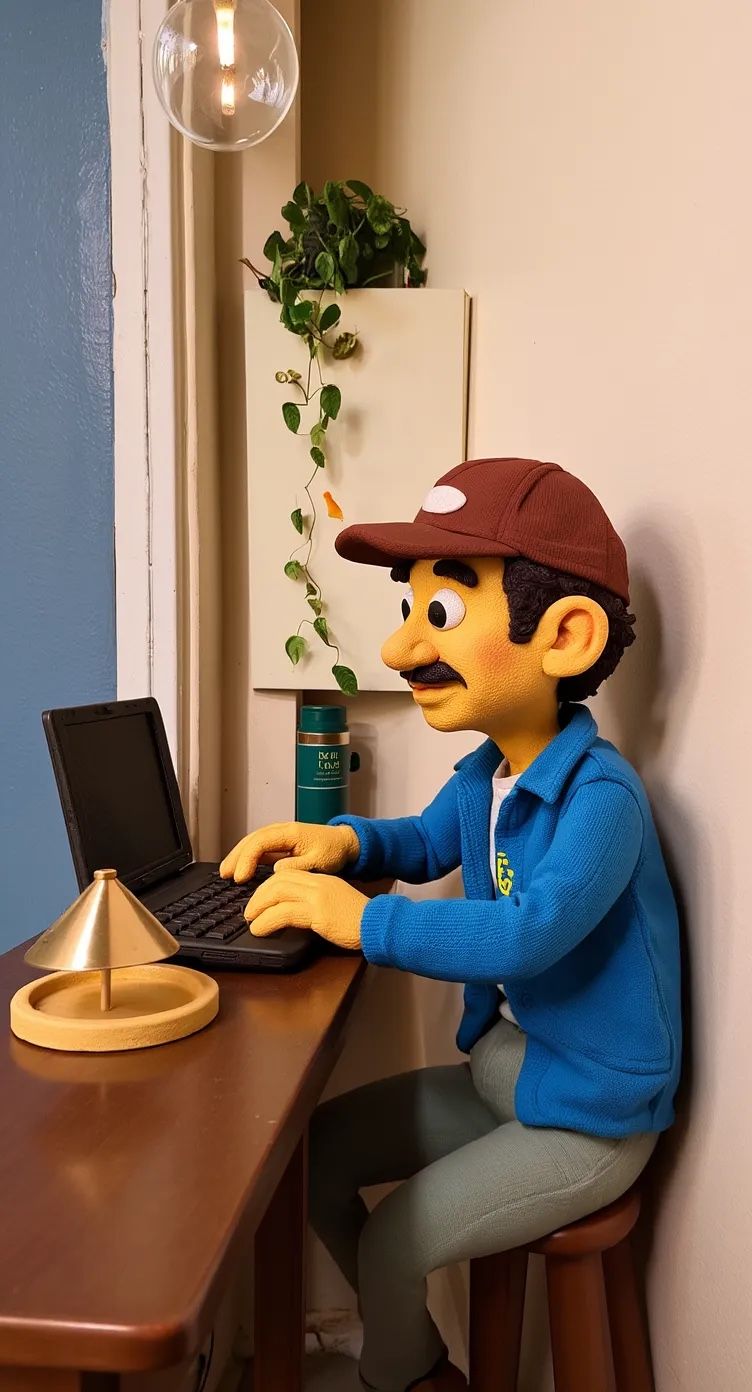 Output image: Person restyled into Claymation style