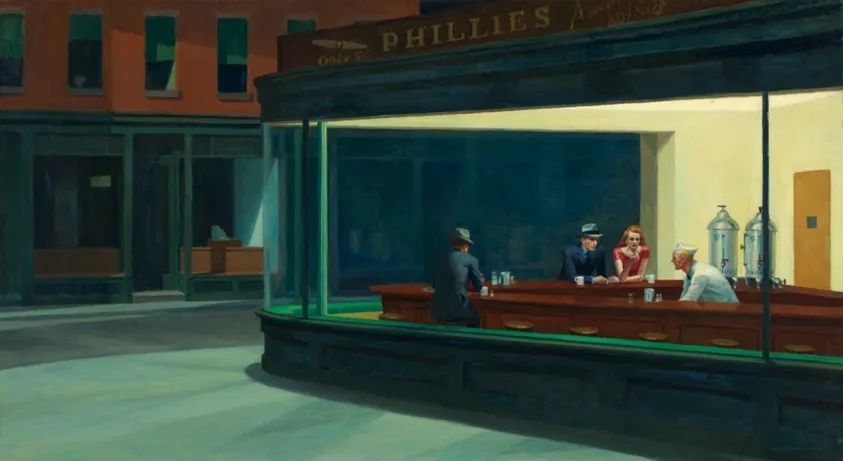 Input image: Painting of a nighttime street scene