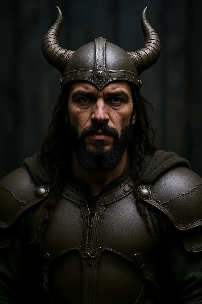Output image (vague prompt): Man transformed into a Viking, identity changed