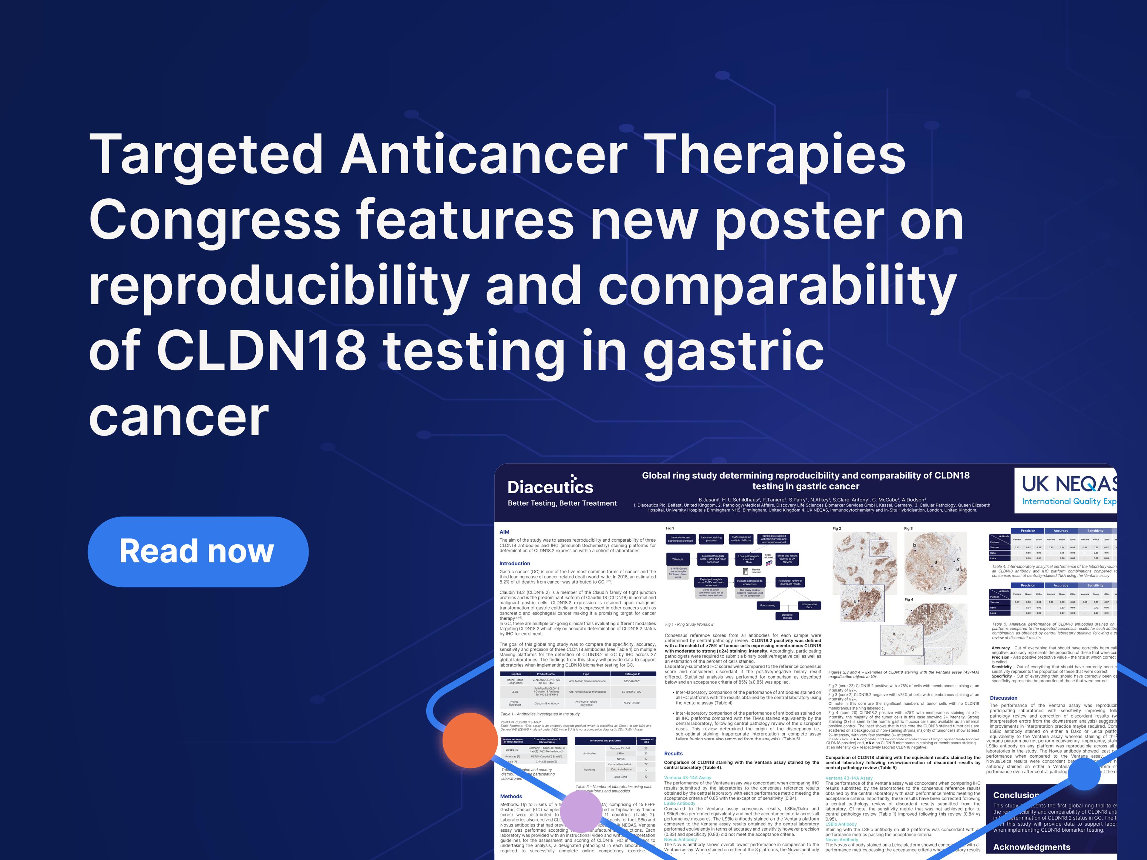 ESMO-Targeted Anticancer Therapies Congress features new poster on reproducibility and comparability of CLDN18 testing in gastric cancer