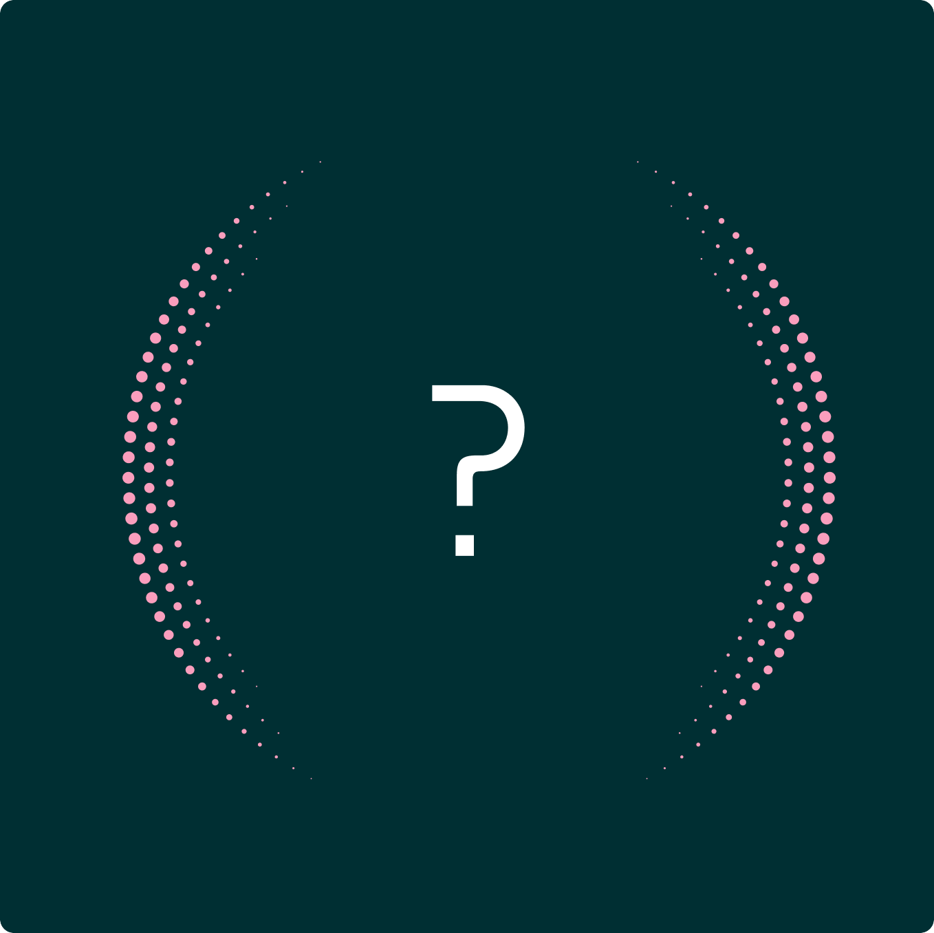 Diagram: a question mark inside a ring of pink dots.