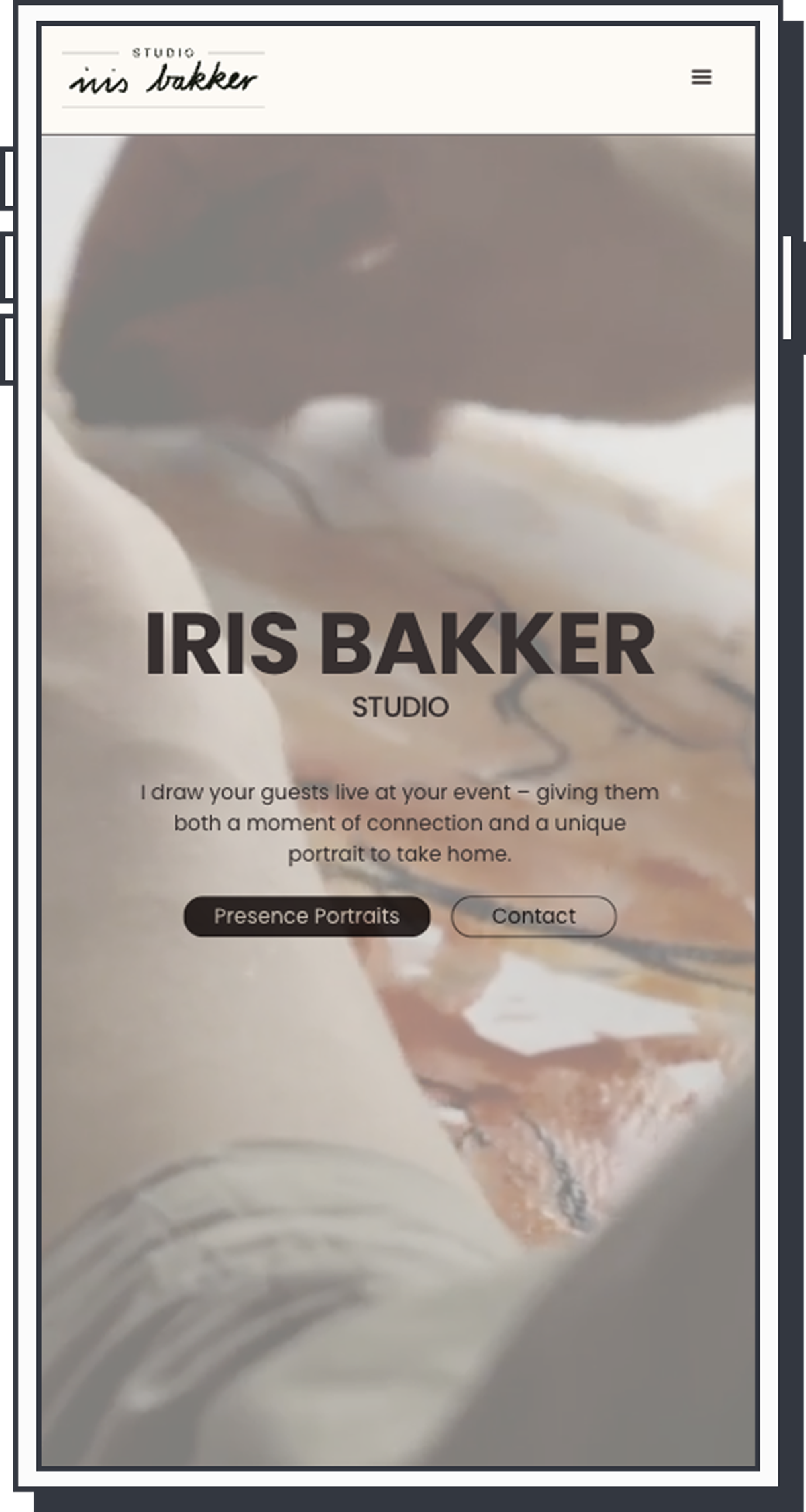 Screengrab of Iris Bakker Studio website on a cellular device.