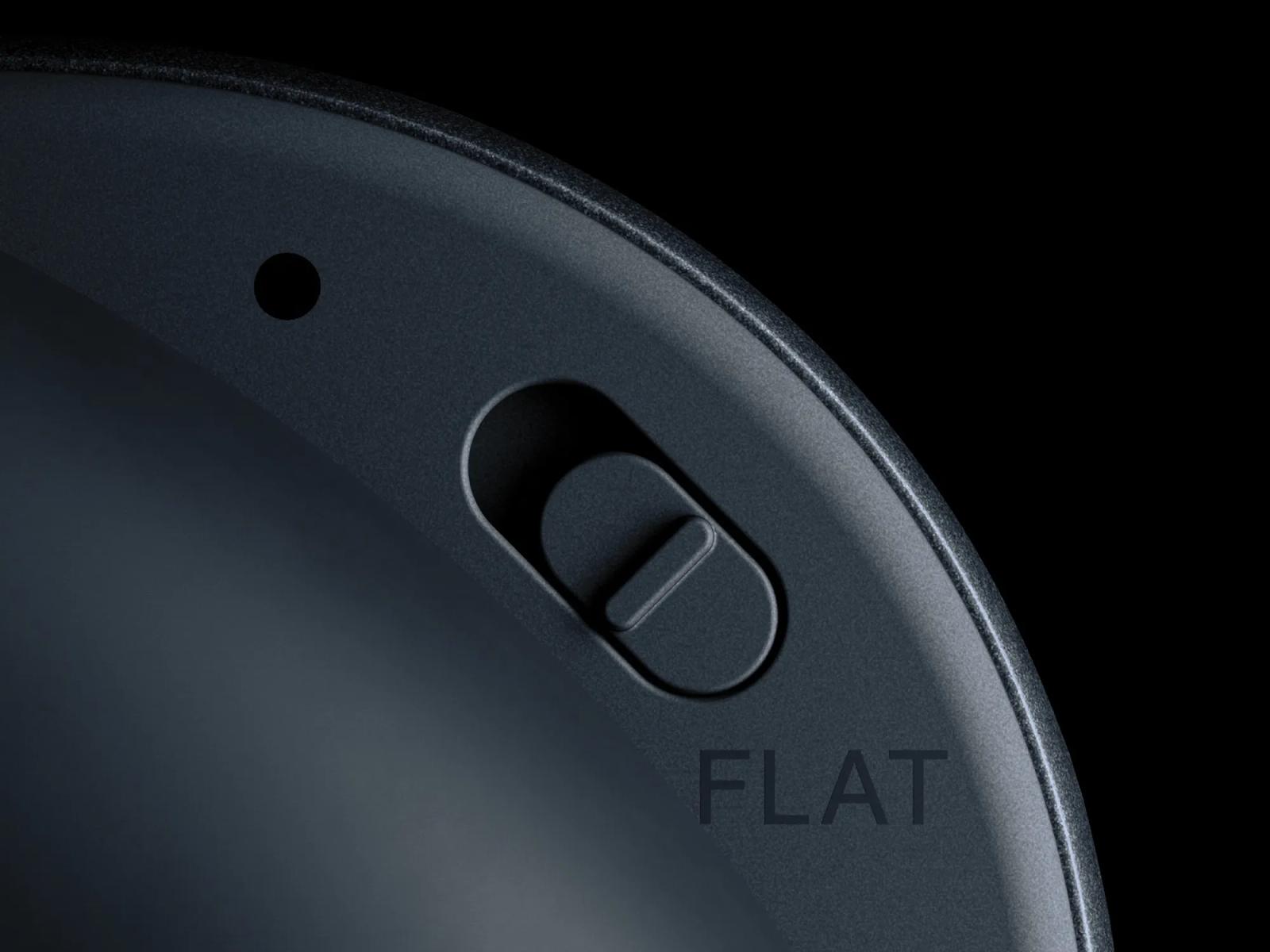 Close-up of the Flat EQ switch on the Nothing Headphone (1) Pro ear cup
