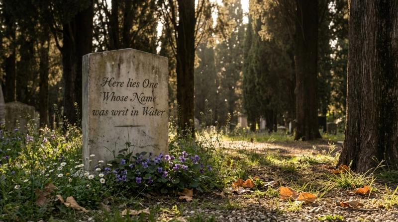 墓とそこに刻まれたキーツの最後の言葉