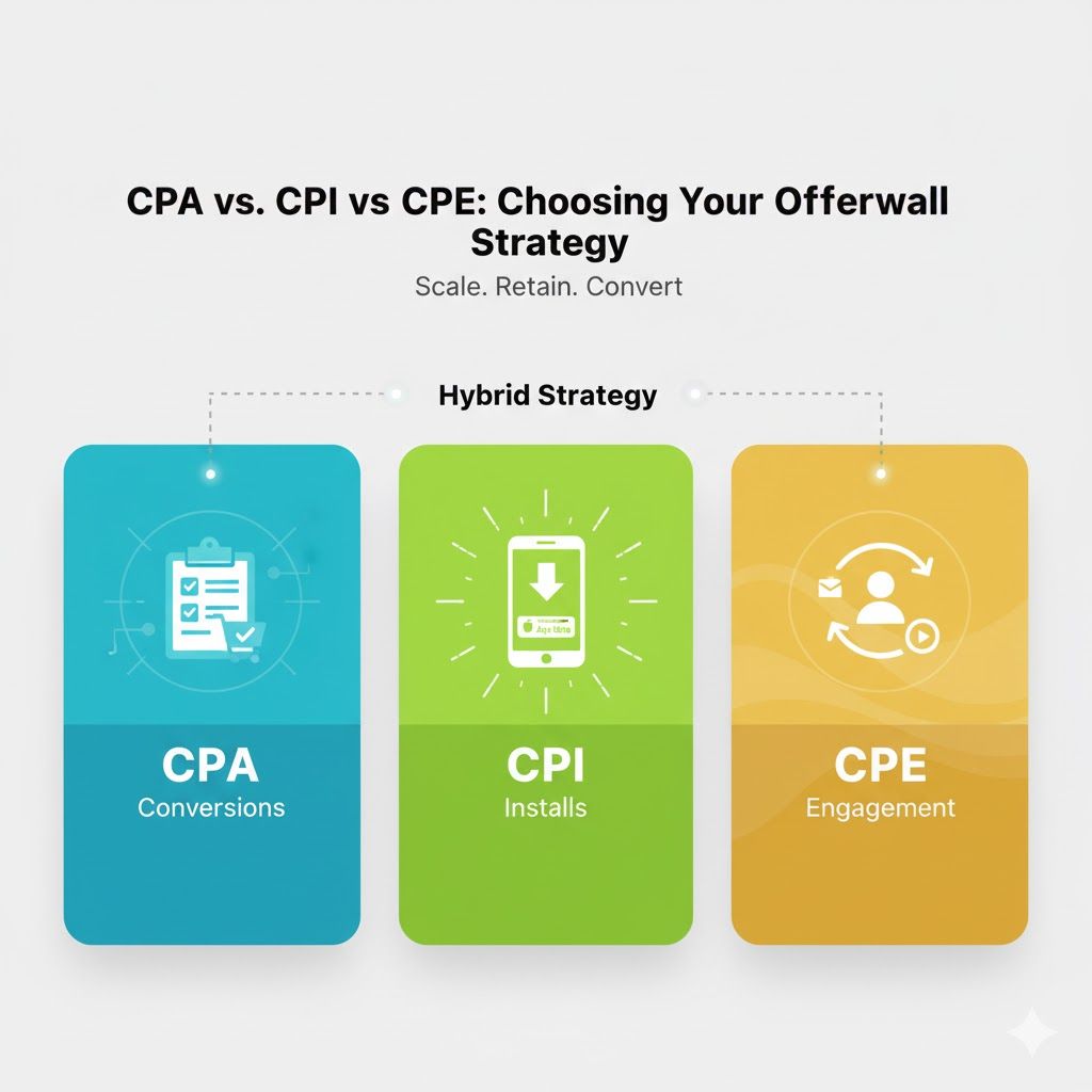 CPA, CPI, or CPE? Choosing the Right Offerwall Model for Your Campaign