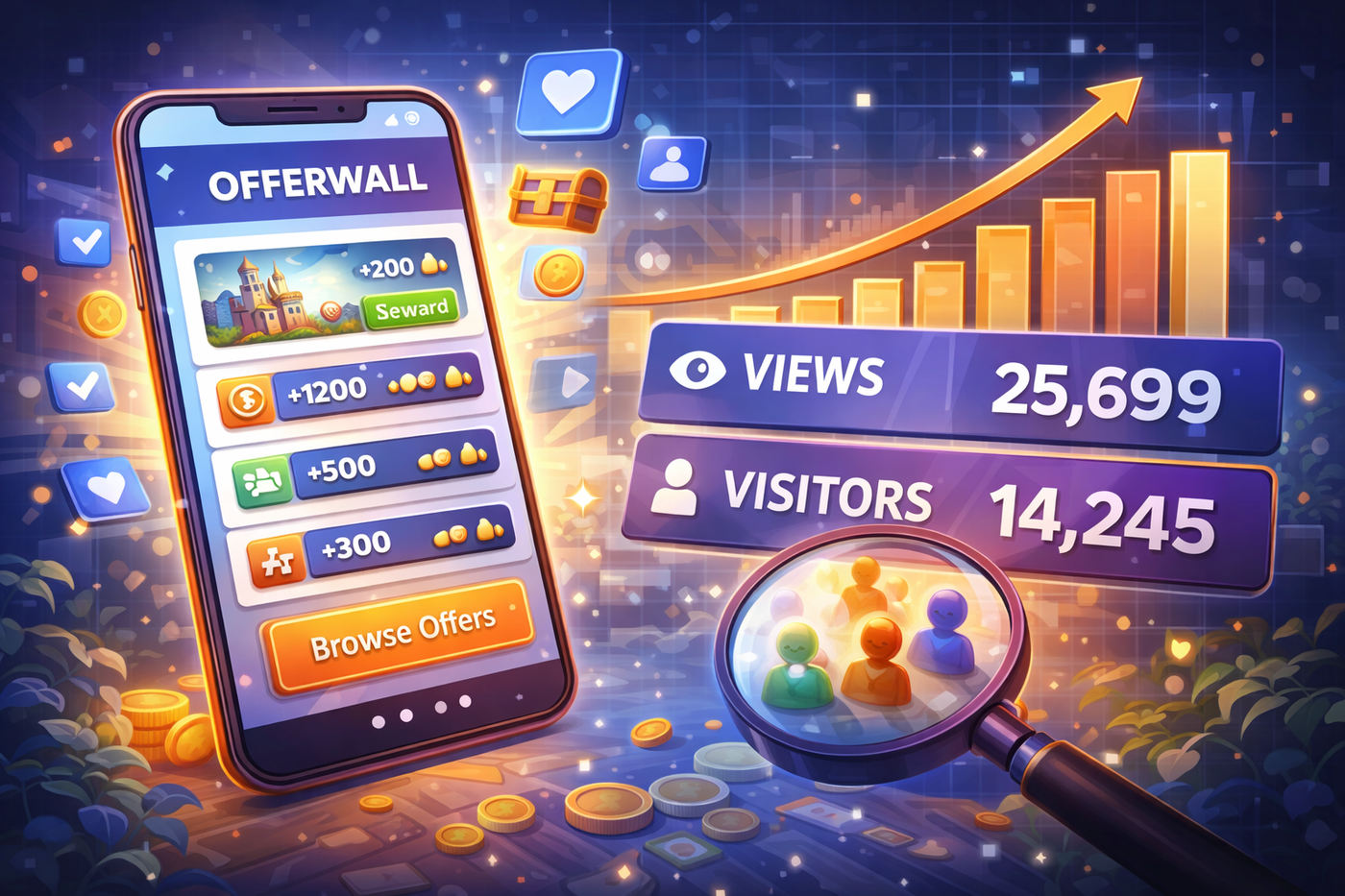 Smartphone offerwall with task rewards