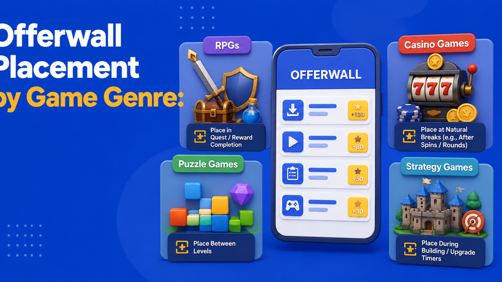 Offerwall Placement by Game Genre: What Works for RPGs, Puzzle Games, Casino Games, and Strategy Games