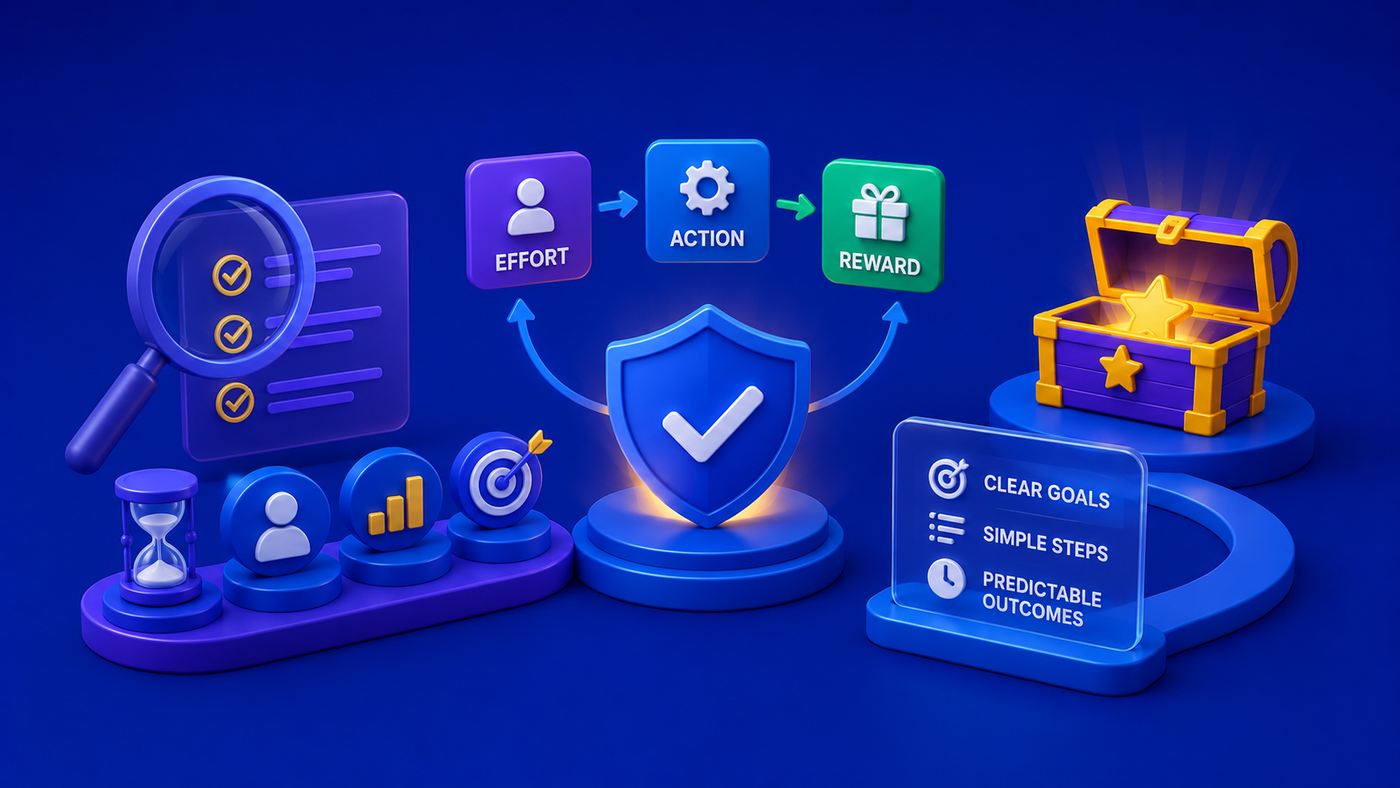 3D illustration showing transparent reward design with clear value exchange and trustworthy user incentives.