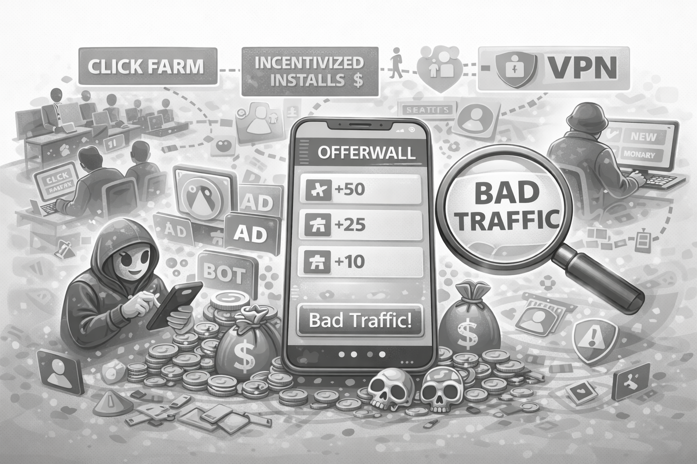 Fraudulent traffic in monetization schemes