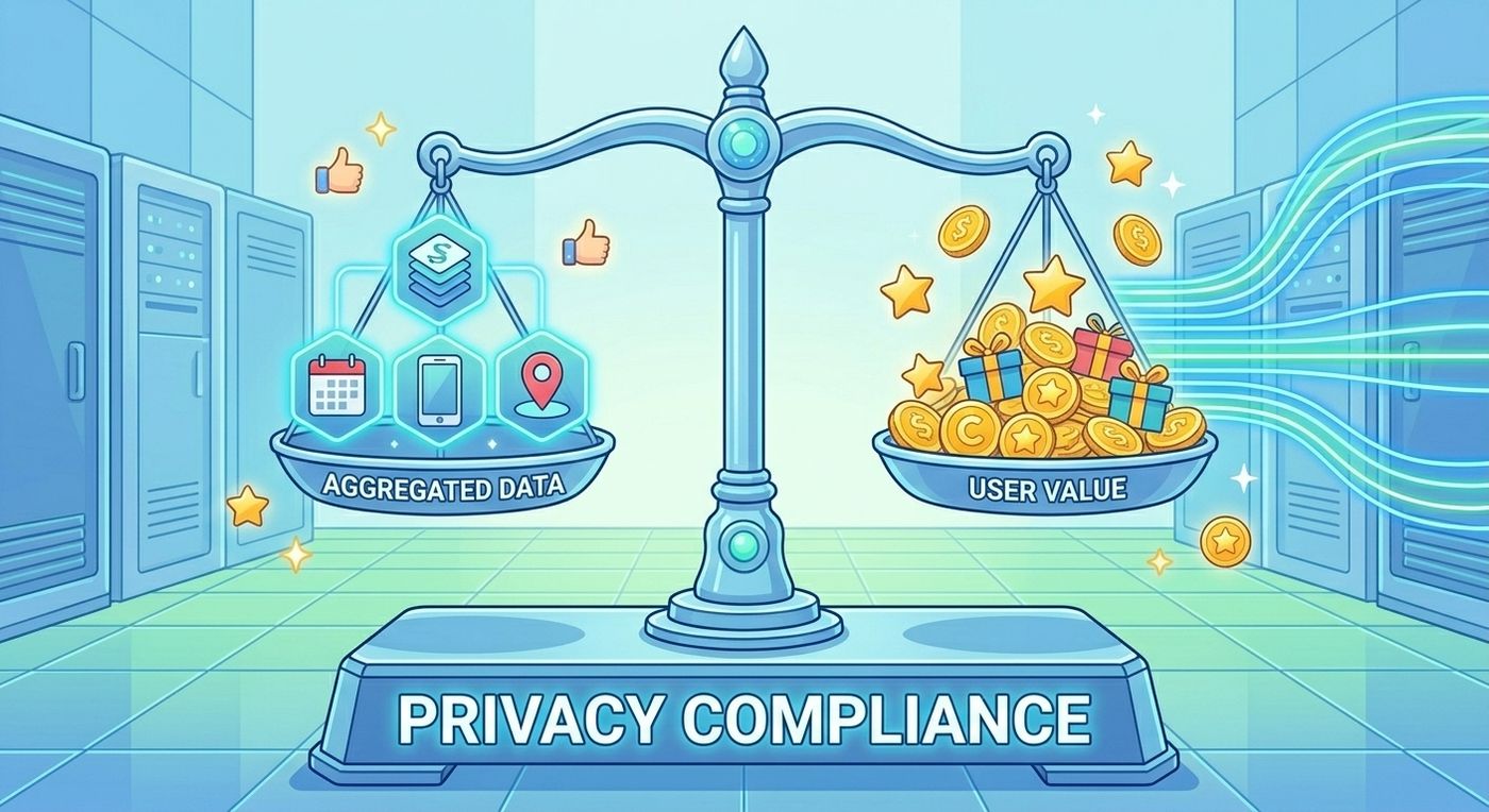 A professional graphic of a filter and analysis engine guiding data streams through contextual and probabilistic sorting modules, indicating strategic adaptation to privacy.