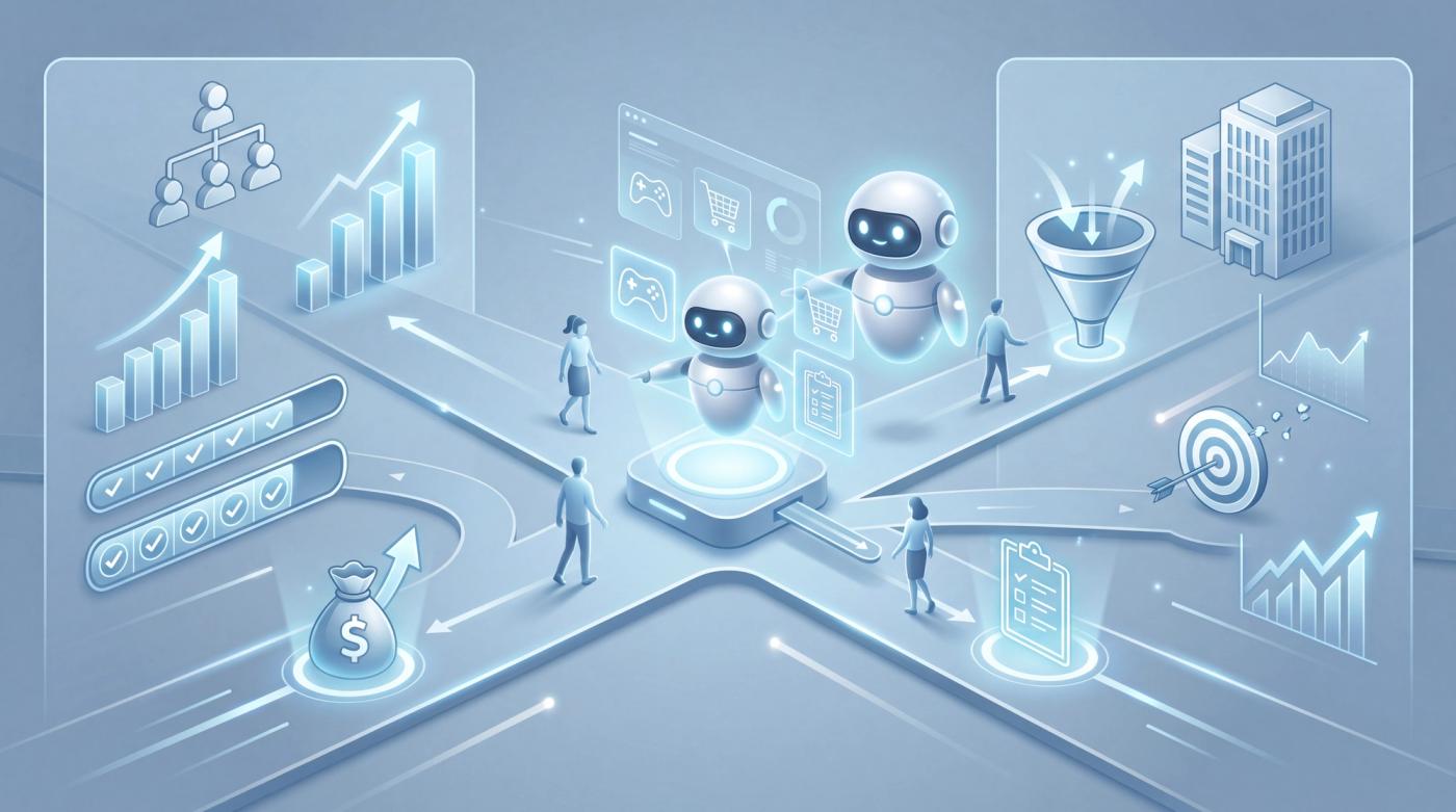 An interactive data network showing user paths, commerce, and conversion funnels