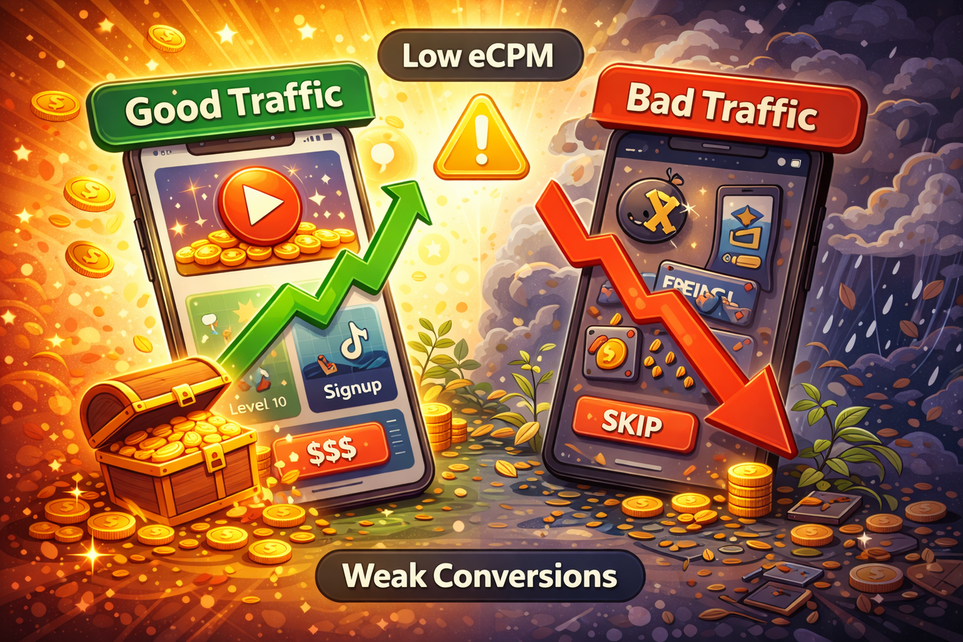 Good and bad traffic comparison
