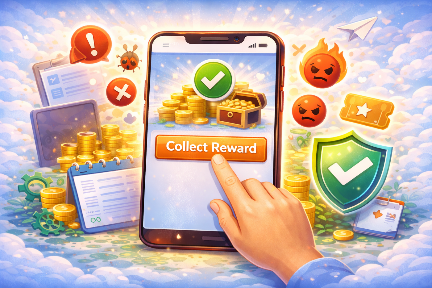 Offerwall reward confirmation screen showing coins and collect reward button