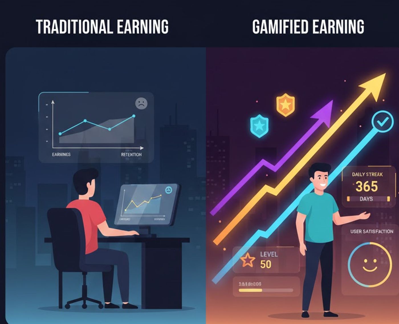 Gamification Increases Retention, Earnings, and User Satisfaction