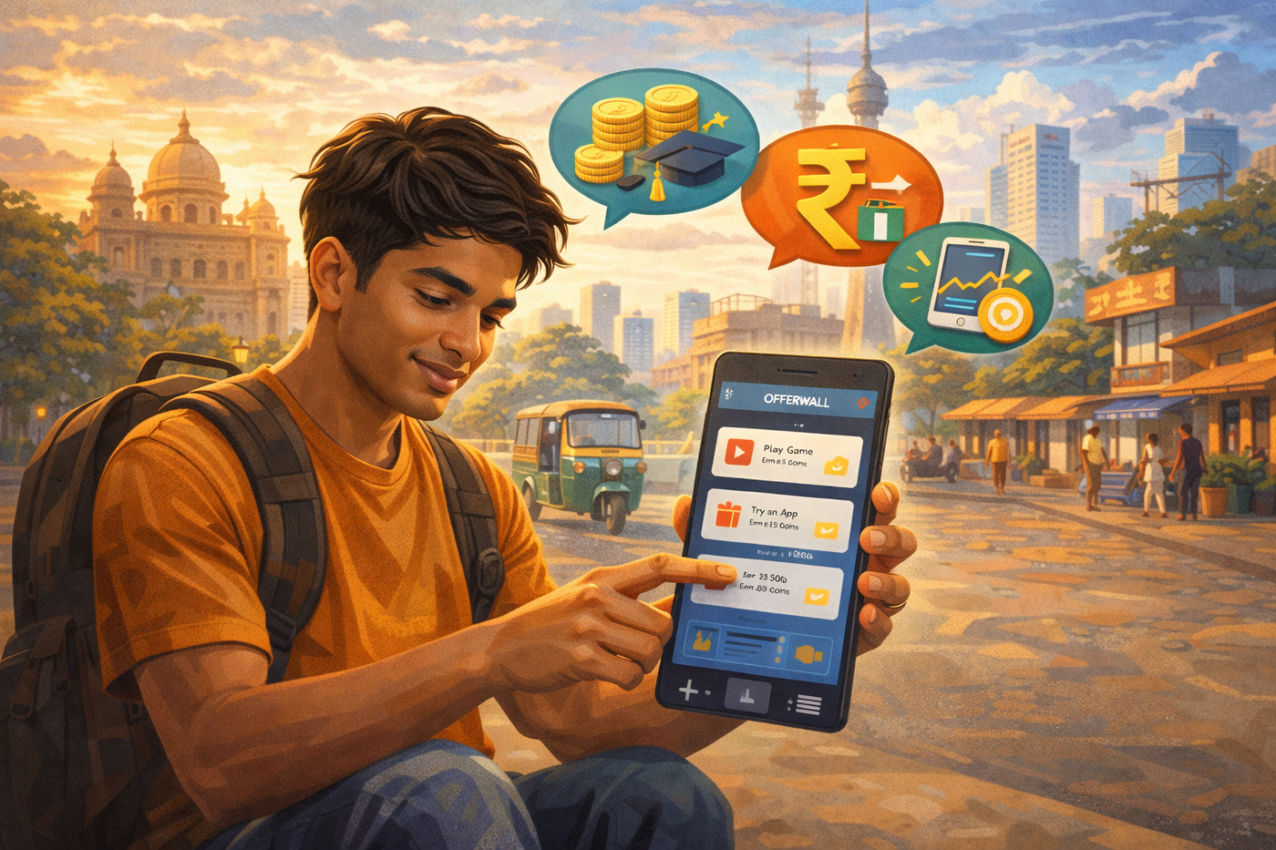 Young man exploring offers