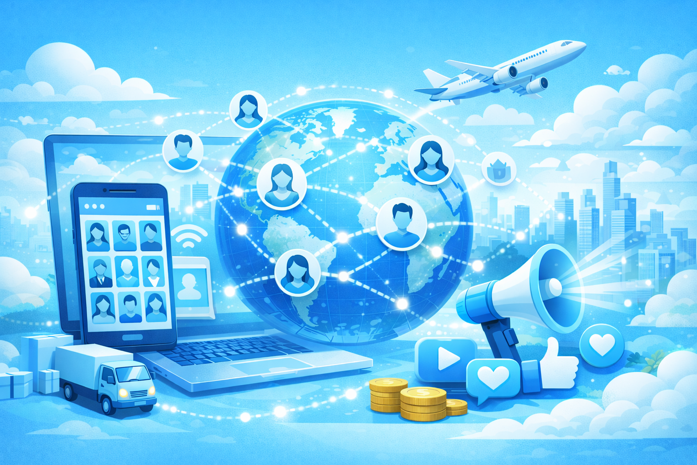 Global digital network connecting devices and audiences worldwide.