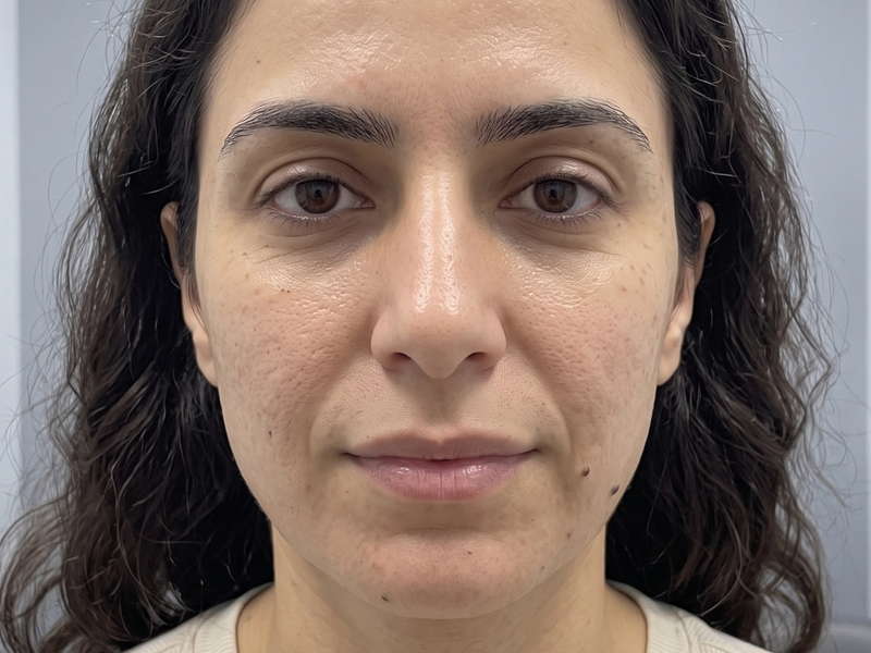 The same patient photographed at a later visit, from the same angle and under the same lighting.