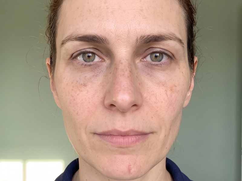 The same patient photographed at a later visit, from the same angle and under the same lighting.