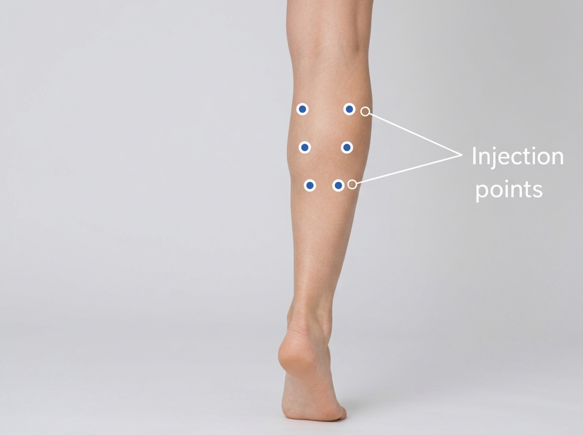 Injection points on the calf muscle for calf slimming
