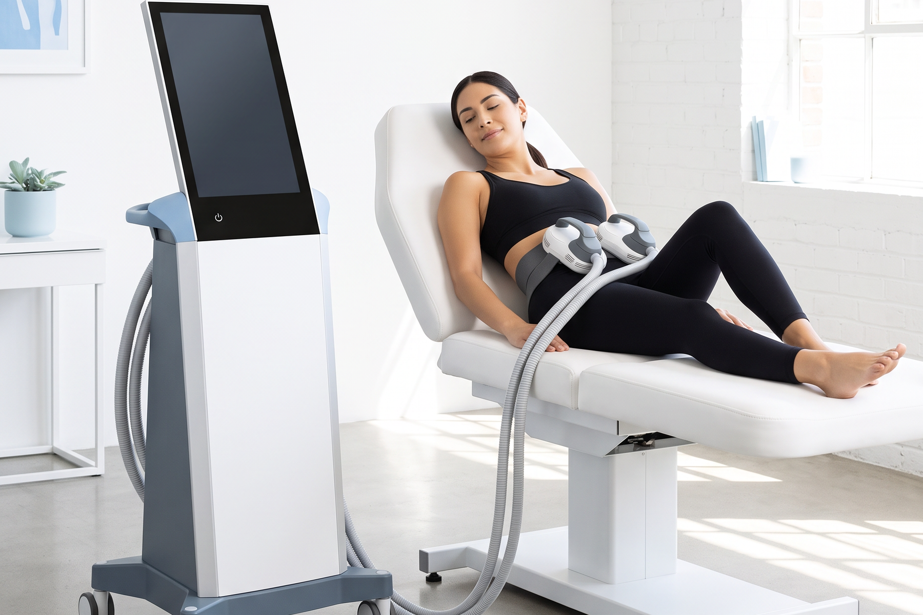 EMSCULPT NEO body contouring applicator on the abdomen at Ideal Body Clinic in Montreal