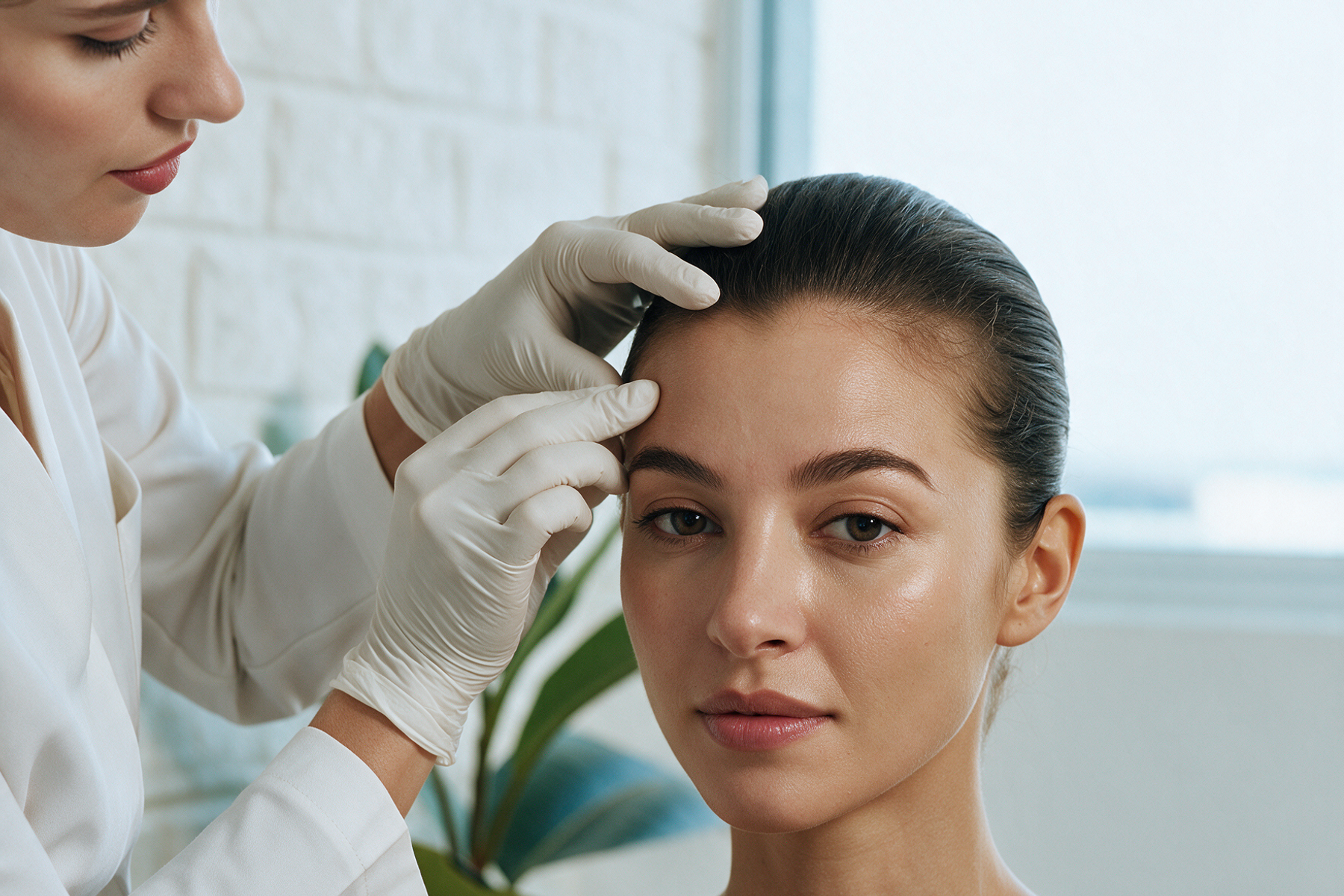 Wrinkle relaxer injection areas on the jawline and nose at Ideal Body Clinic in Montreal