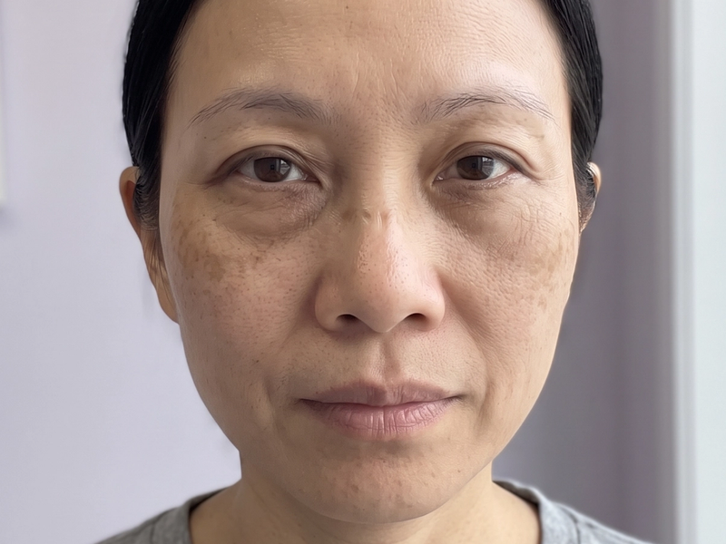 The same patient photographed at a later visit, from the same angle and under the same lighting.