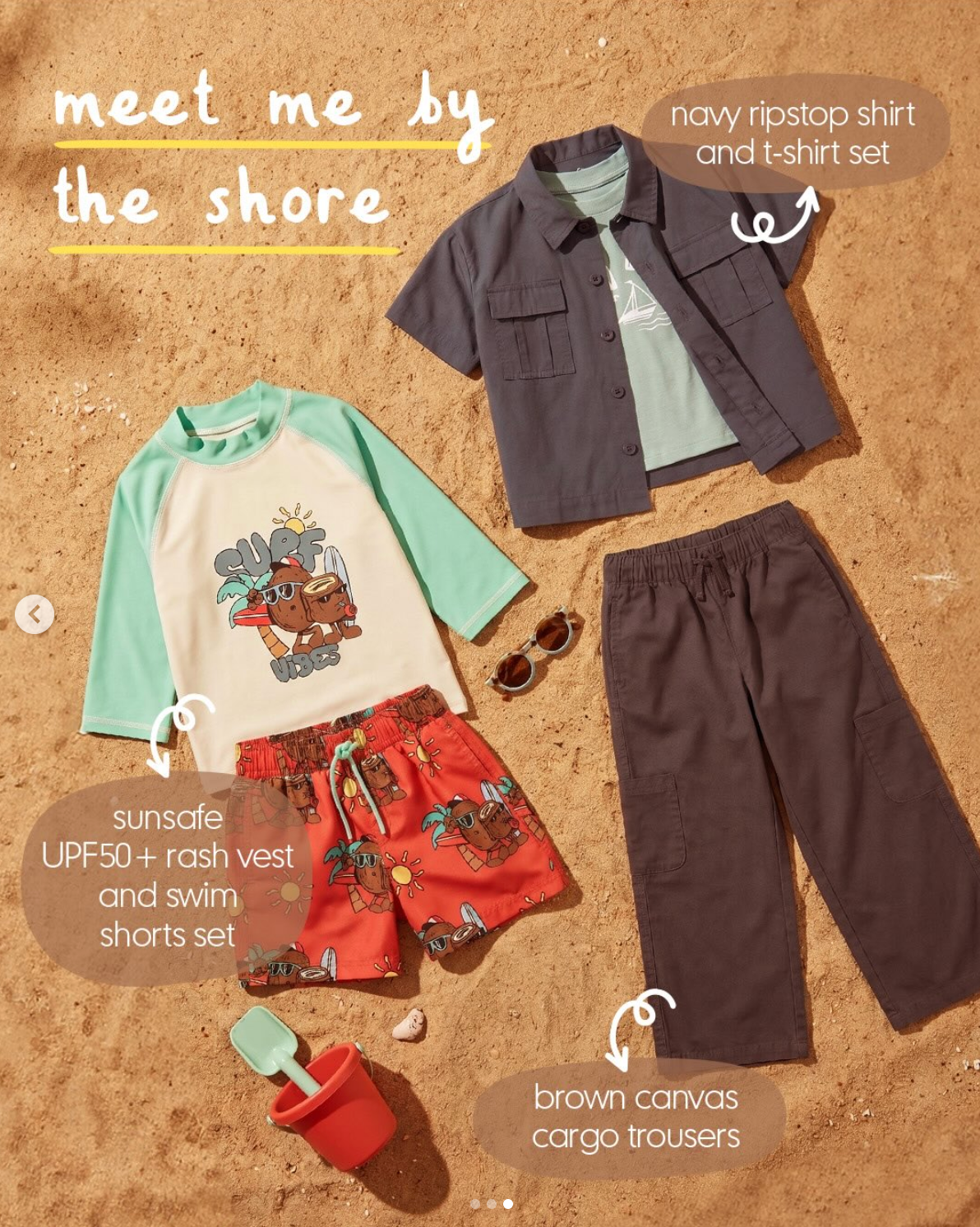 Mothercare product flatlay campaign creative