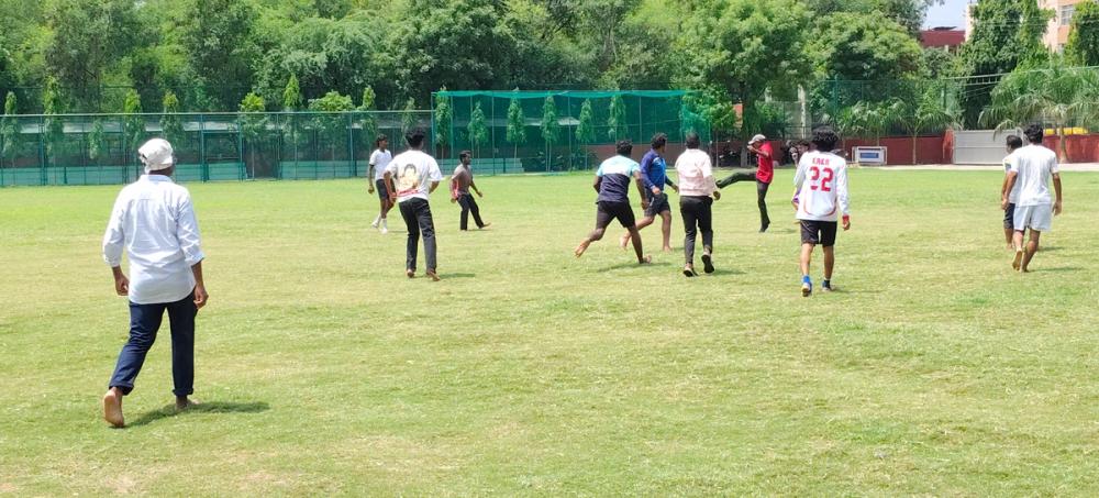the youth participated in a lively football match