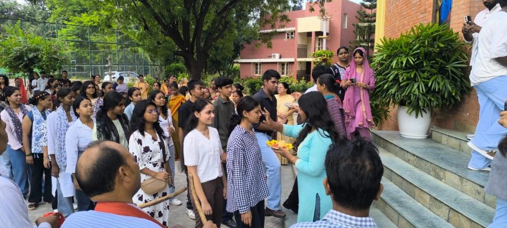 youth were honored with a tilak on their foreheads