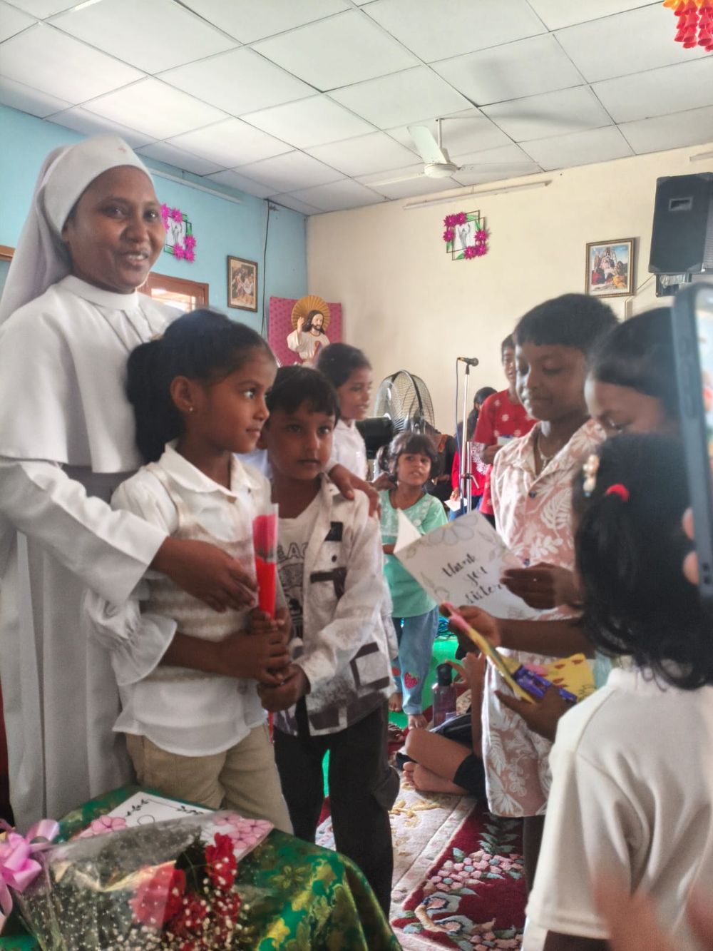 Catechism children presented handmade greeting cards