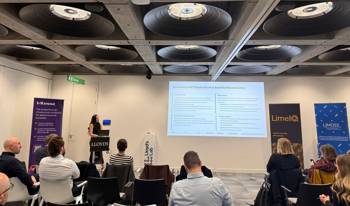 LimeIQ Presents at LIMOSS Hosted FCP E2E Market Education Session at Lloyd’s
