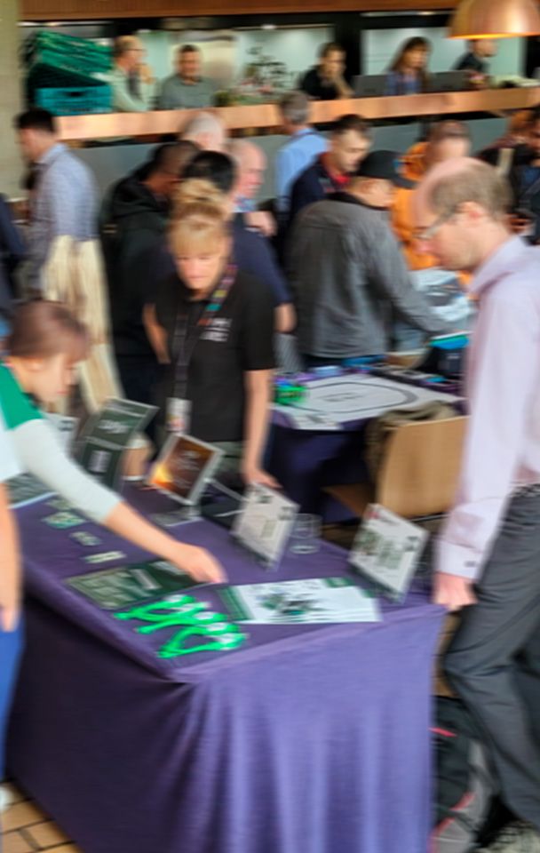 Blurred photo of a busy exhibition hall