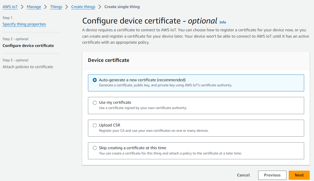 Configuring device certificate