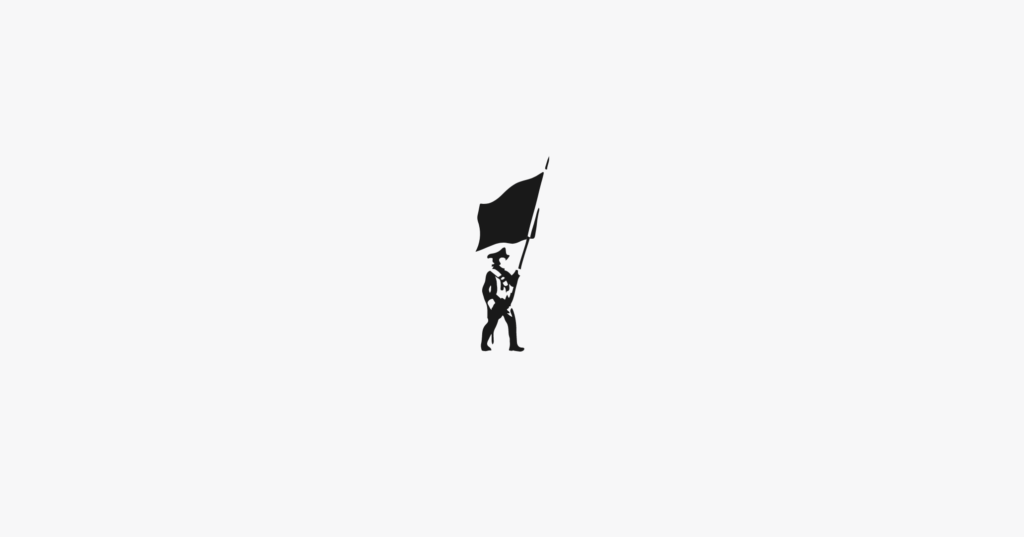 Yale Politics Initiative Logo Concept: a minimalist illustration of of a Revolutionary War flag-bearer