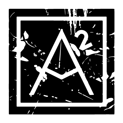 Album art: a.squared logo over background of white and black paint splatters.