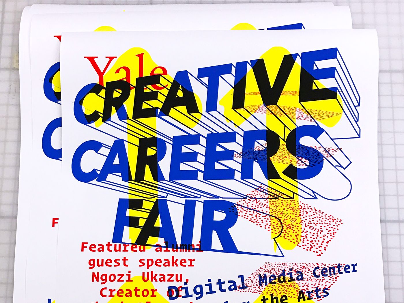 Printout of poster for Yale Creative Careers Fair by Isaac Morrier