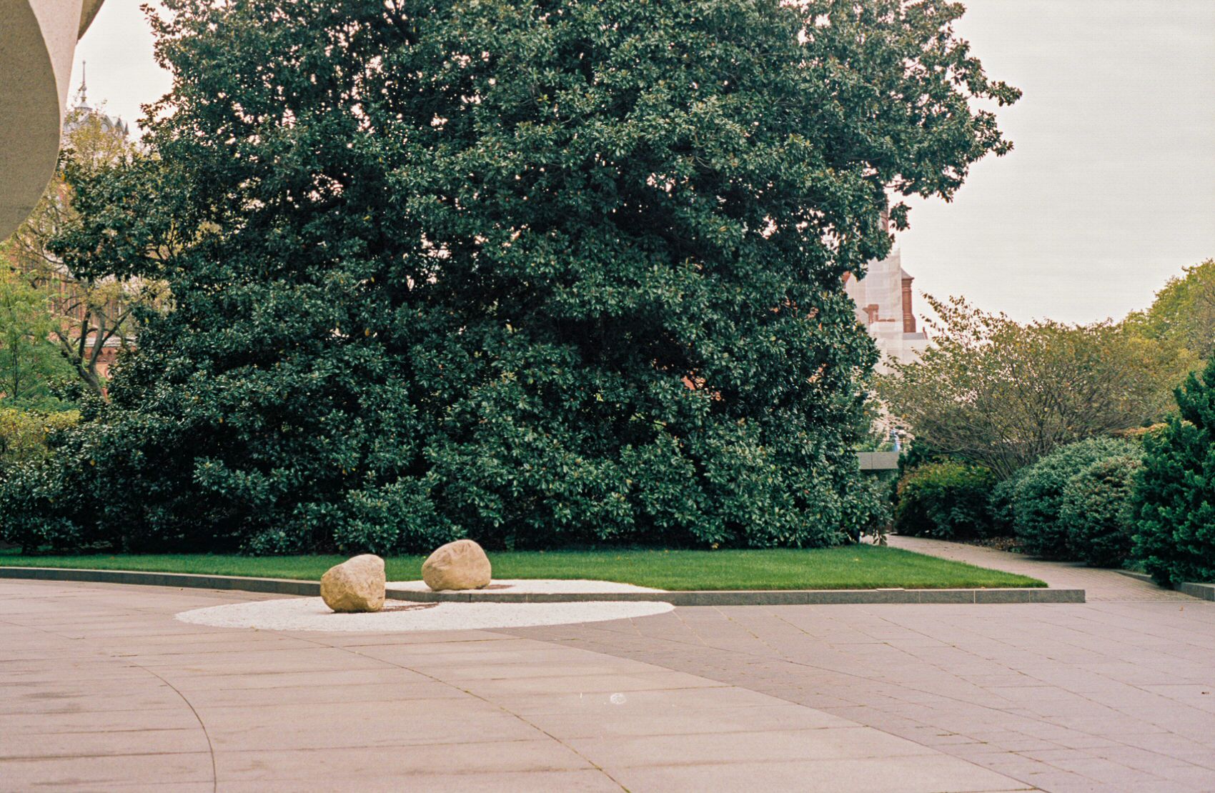 A sculpture (two rocks) in the courtyard next to the Hirshhorn Museum in Washington, DC.