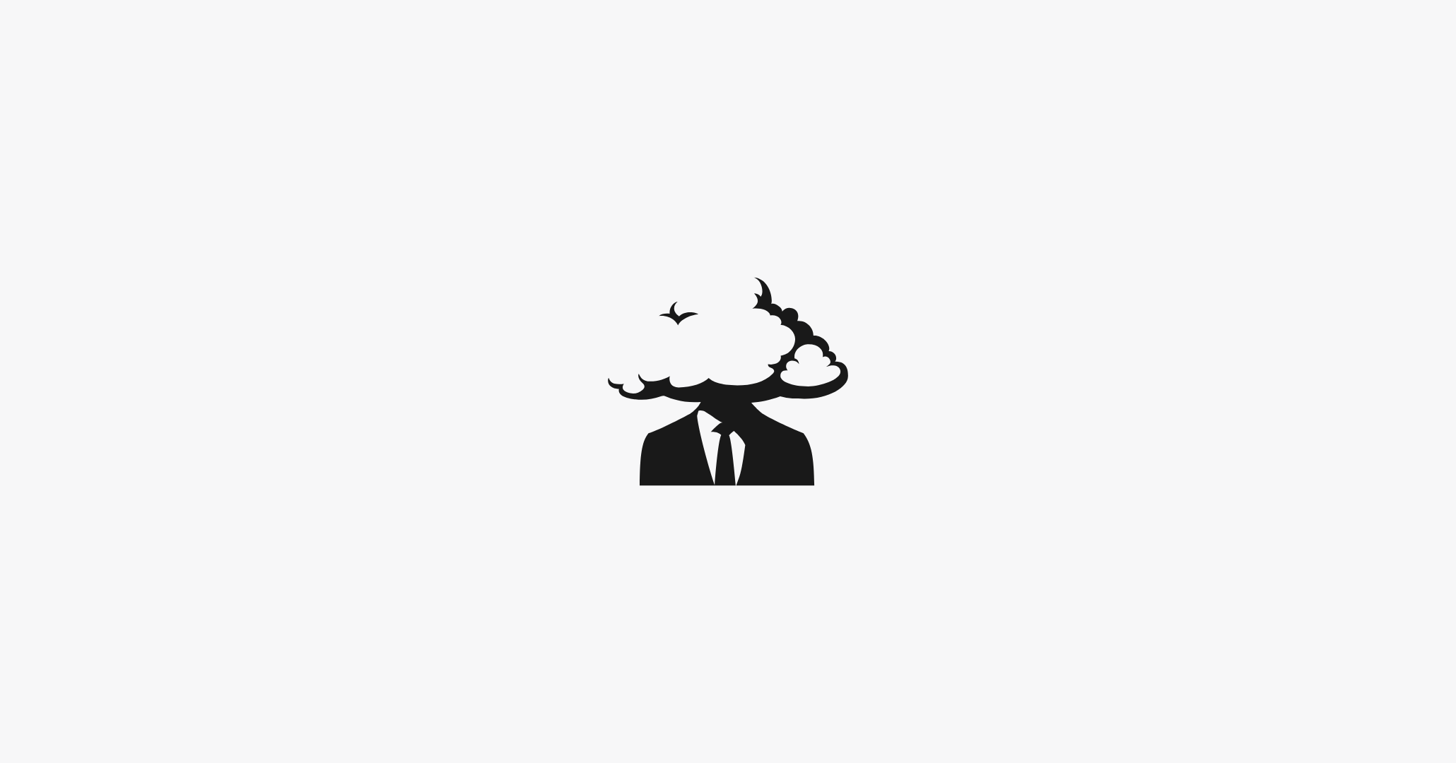 A minimalist illustration of a man with his head in a cloud