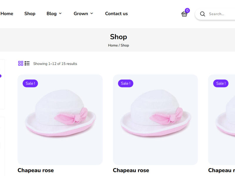Template boutique e-commerce