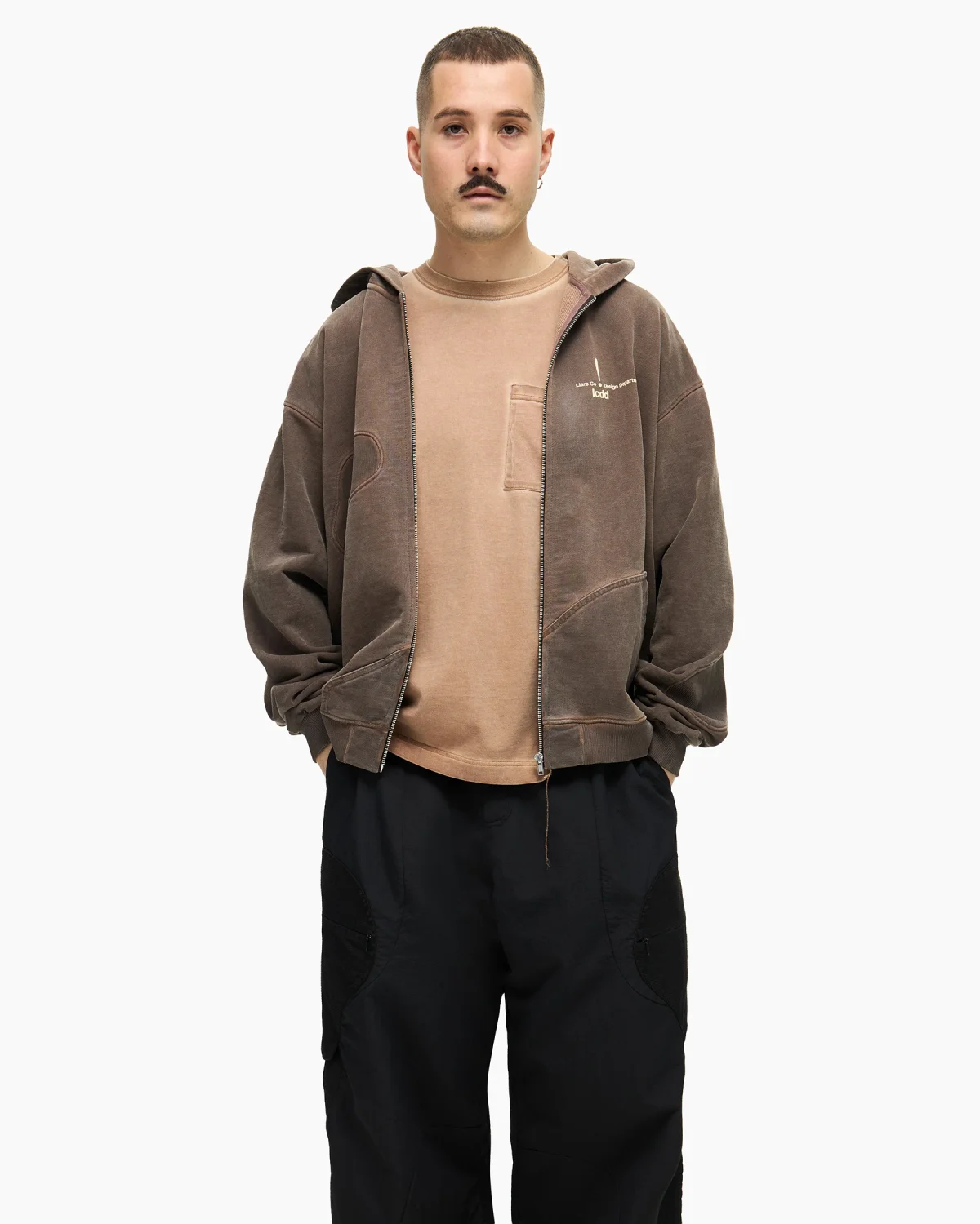 Zip-Hoodie 'Holes' Brown