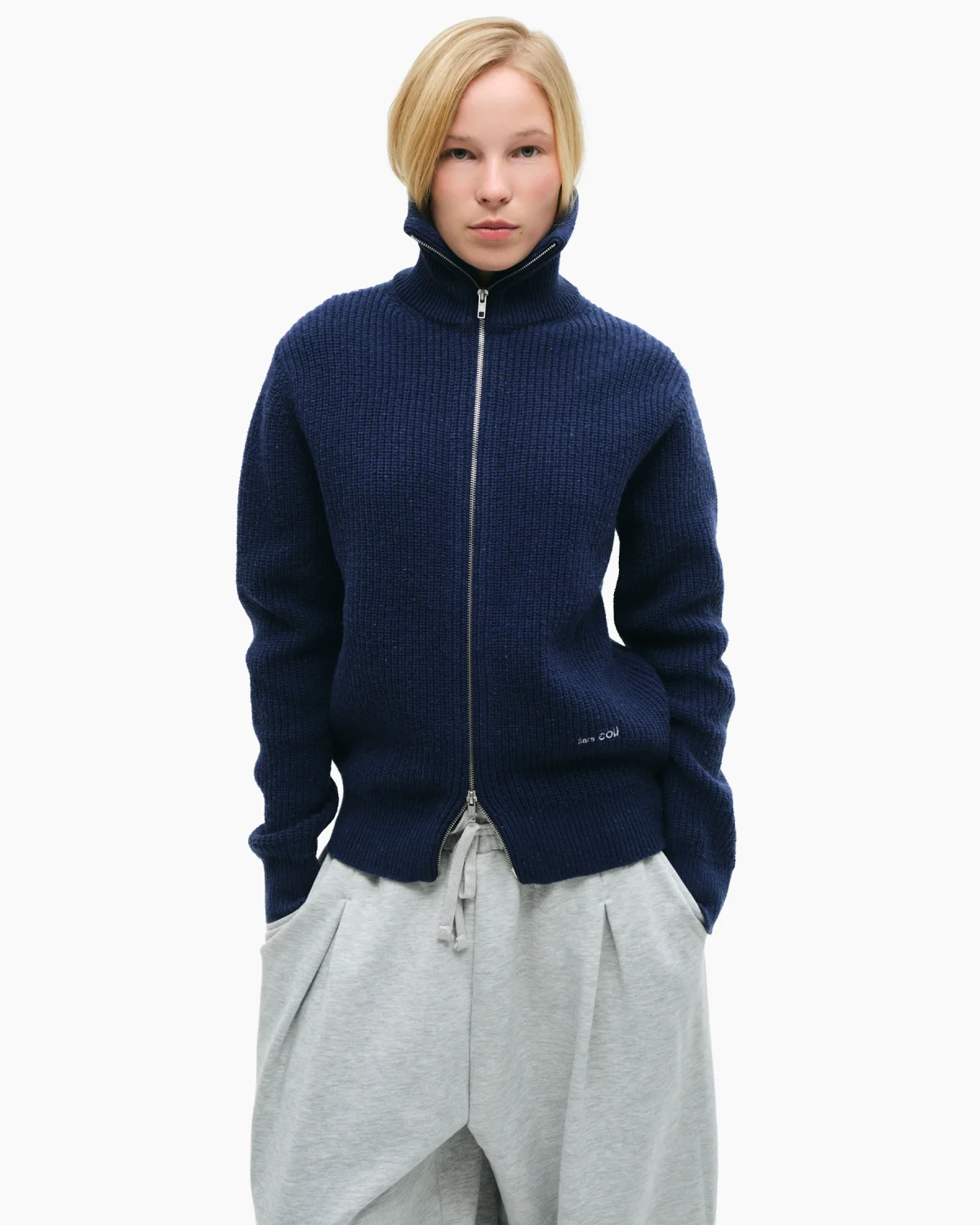 Zip-Sweater ‘Collar’ Blue