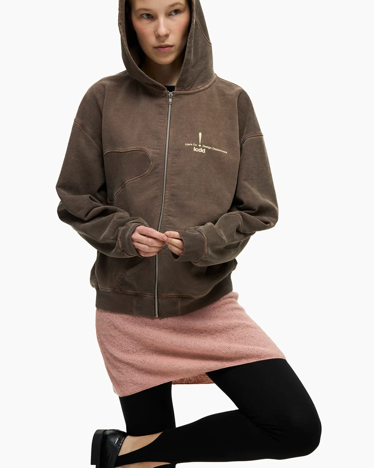 Zip-Hoodie 'Holes' Brown