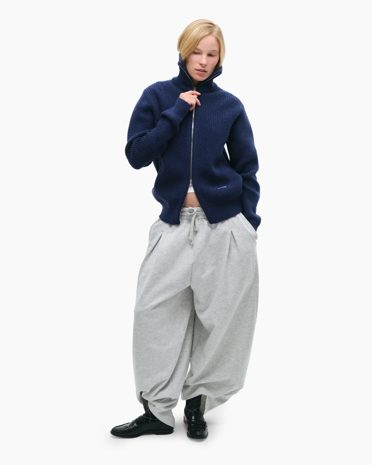 Zip-Sweater ‘Collar’ Blue