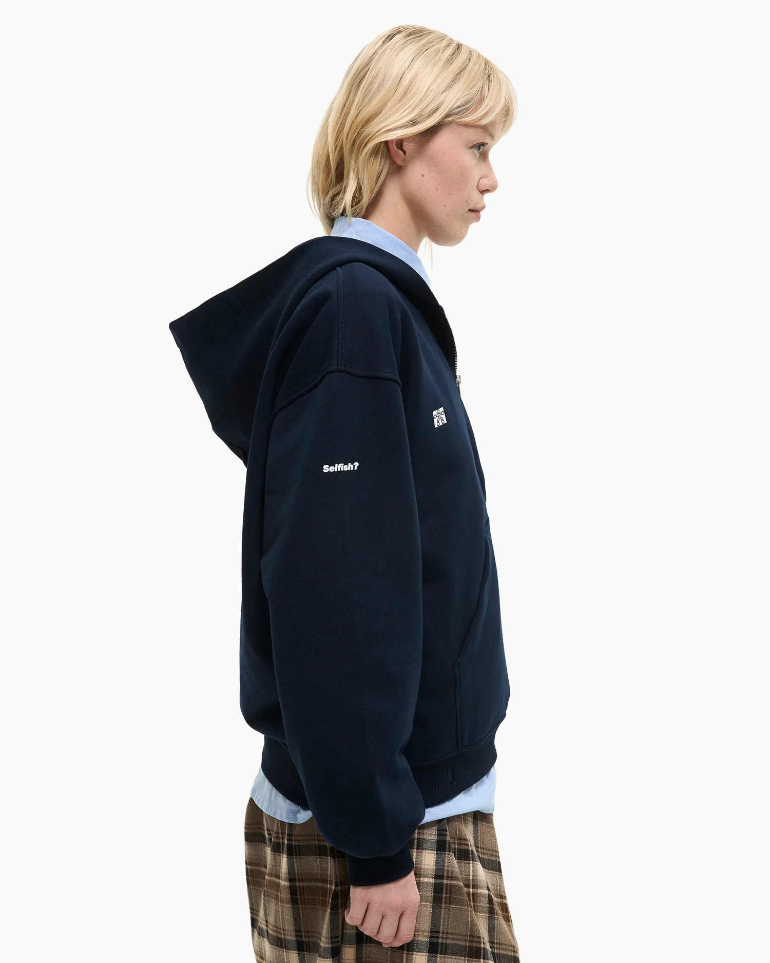 Zip-Hoodie 'Selfish' Blue